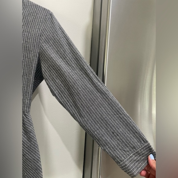 Love Notes Charcoal Striped Button-Down Peplum Shirt - Picture 3 of 8